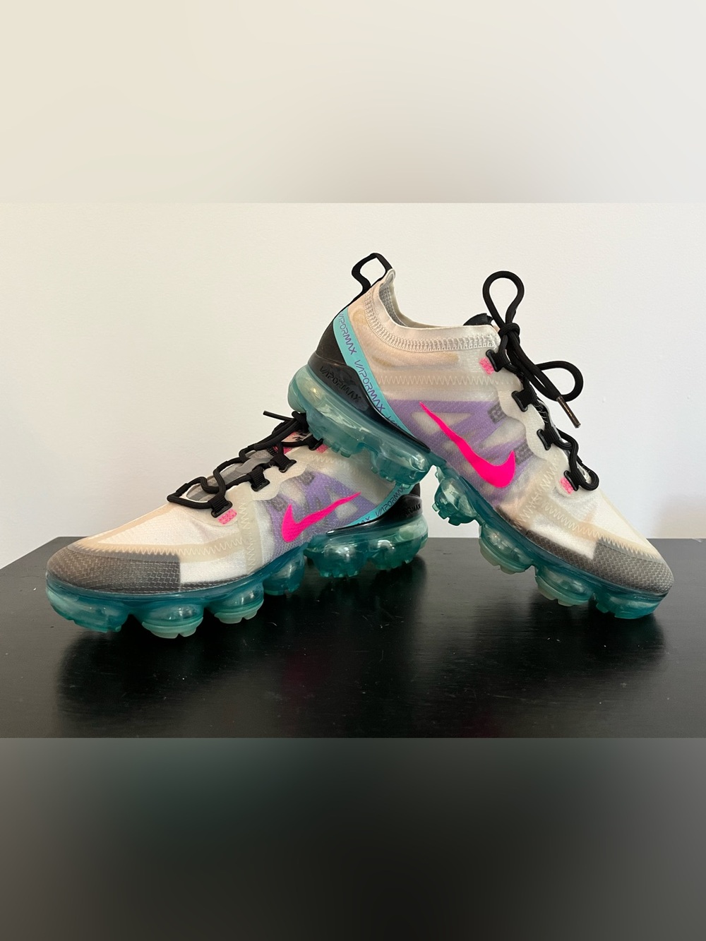 Nike Air VaporMax 2019 White Hyper Pink Aqua Running Shoes Women’s Size 8.5 - Picture 4 of 7